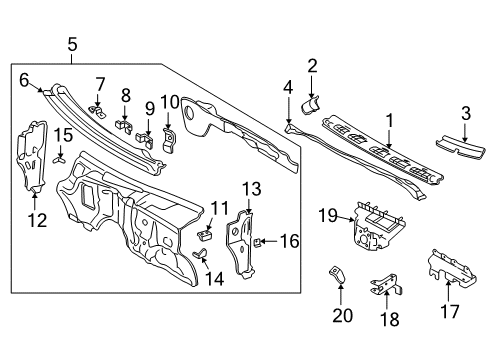 2000 Chevy S10 Cab Cowl Diagram