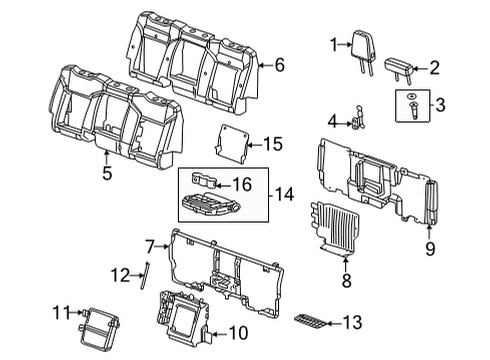 2023 GMC Hummer EV Pickup Rear Seat Components Diagram