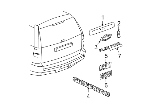 2007 Chevy Suburban 2500 Exterior Trim - Lift Gate Diagram