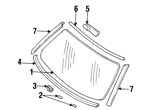 1994 Buick Commercial Chassis Windshield Glass, Reveal Moldings Diagram