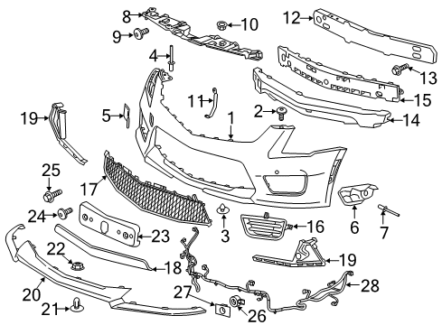 2017 Cadillac ATS Front Bumper Diagram 2 - Thumbnail