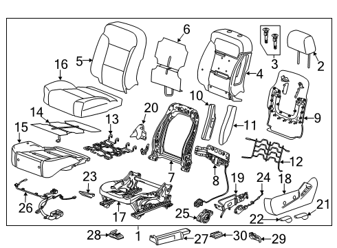 2018 Chevy Silverado 2500 HD Driver Seat Components Diagram 4 - Thumbnail
