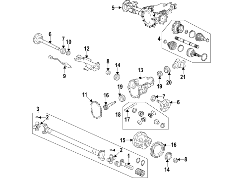 2021 Chevy Silverado 2500 HD Front Axle, Differential, Drive Axles, Propeller Shaft Diagram