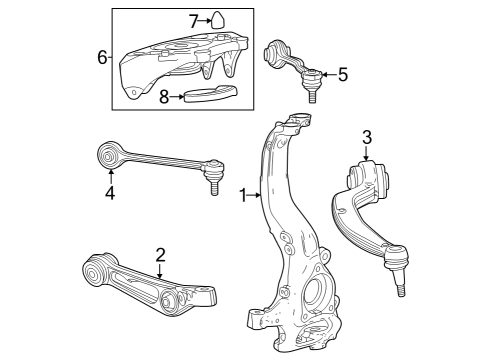 2023 Cadillac LYRIQ Front Suspension, Stabilizer Bar, Upper Control Arm, Suspension Components Diagram