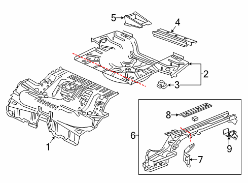 2020 Chevy Impala Rear Floor & Rails Diagram