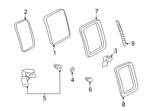 1999 Chevy Express 3500 Side Loading Door - Glass & Hardware Diagram