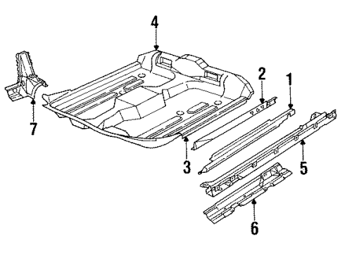 1988 Pontiac Sunbird Reinforcement, Passenger Side Diagram for 20454524