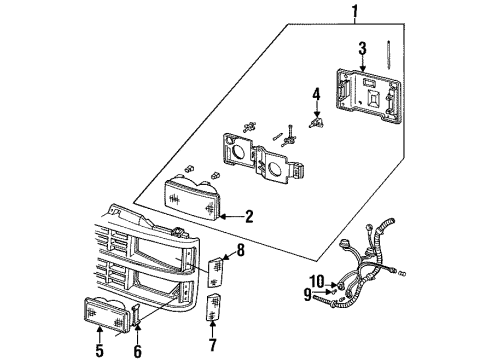 1999 GMC Yukon Headlamps Diagram