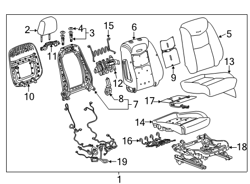 2018 Cadillac XT5 Seat Cushion Pad, Front Passenger Side Diagram for 84572325