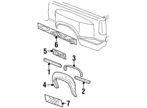 1990 GMC C3500 Exterior Trim - Pick Up Box Diagram 4 - Thumbnail