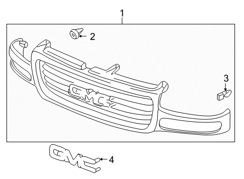 2006 GMC Yukon Grille & Components Diagram