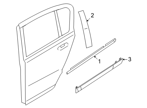 2008 Saturn Astra Belt Molding, Rear Outer Passenger Side Diagram for 24469114