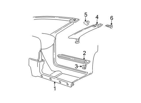 1999 Chevy Camaro Interior Trim - Pillars, Rocker & Floor Diagram
