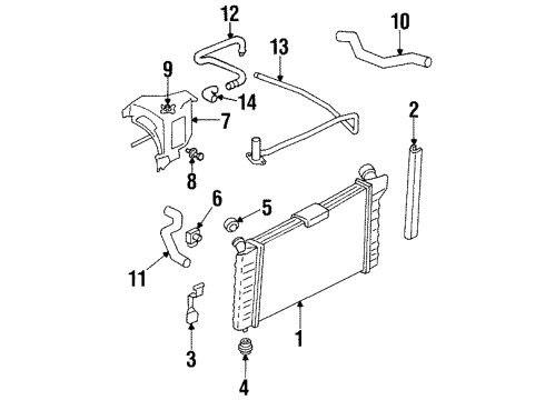 2002 Pontiac Grand Prix Radiator & Components Diagram