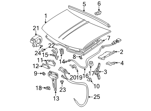 1999 GMC C3500 Hood & Components Diagram