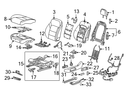 2022 Buick Enclave Driver Seat Components Diagram