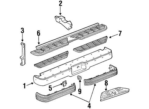 1994 GMC C3500 Rear Bumper Diagram 1 - Thumbnail