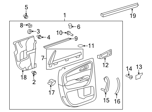 2012 GMC Acadia Interior Trim - Rear Door Diagram