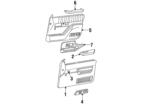 1999 GMC C2500 Suburban Interior Trim - Front Door Diagram