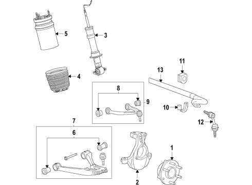 2022 Chevy Suburban Suspension Components, Lower Control Arm, Upper Control Arm, Ride Control, Stabilizer Bar Diagram