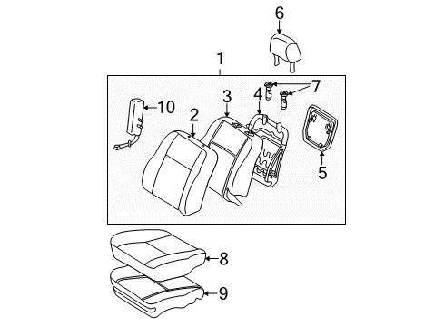 2008 Pontiac Vibe Seat Back Pad Diagram for 88973895