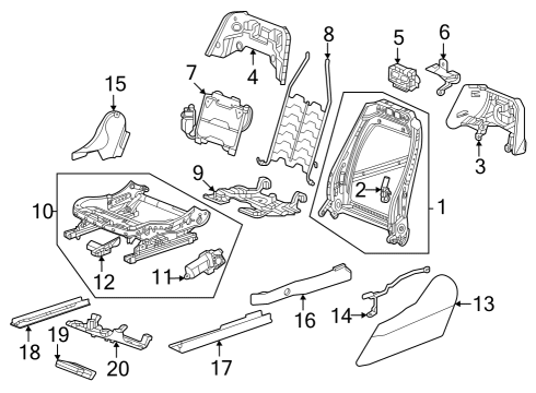 2023 Cadillac LYRIQ Driver Seat Components Diagram