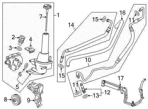 2016 Chevy Silverado 2500 HD P/S Pump & Hoses, Steering Gear & Linkage Diagram