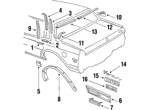 1986 Buick Century Nameplate, Rear Diagram for 20203201