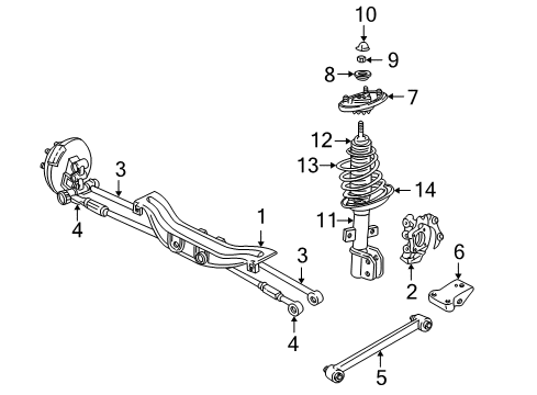 2004 Buick Regal Rear Suspension Components, Stabilizer Bar Diagram 1 - Thumbnail