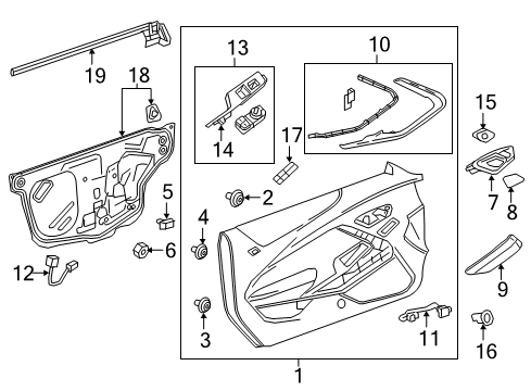 2021 Chevy Camaro Lock Actuator, Front Diagram for 13546482