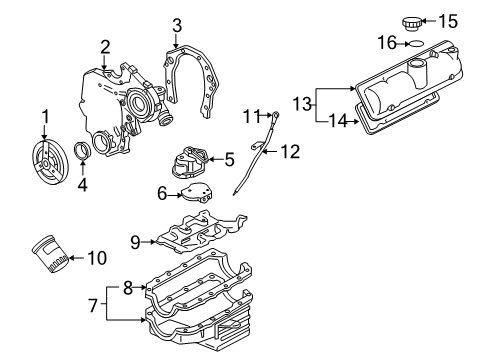 2004 Chevy Malibu Engine Parts, Mounts, Cylinder Head & Valves, Camshaft & Timing, Oil Pan, Balance Shafts, Crankshaft & Bearings, Pistons, Rings & Bearings Diagram
