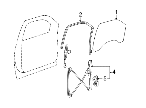 2012 Chevy Avalanche Front Door - Glass & Hardware Diagram