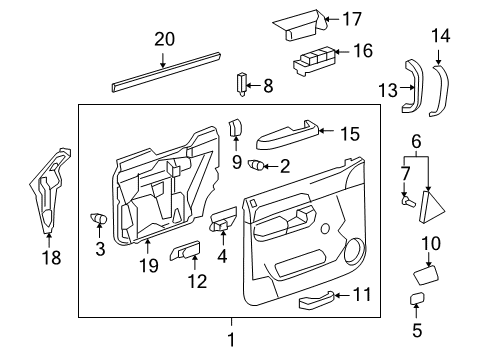 2011 Chevy Silverado 1500 Lock Actuator, Front Passenger Side Diagram for 22862029