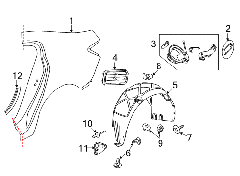 2014 Buick LaCrosse Quarter Panel & Components, Exterior Trim Diagram