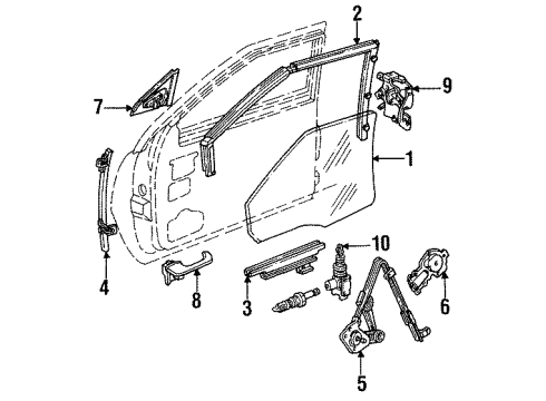 1987 Oldsmobile Delta 88 Front Door - Glass & Hardware Diagram