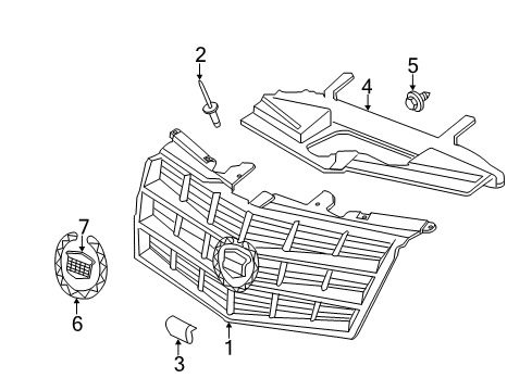 2014 Cadillac CTS Grille & Components Diagram 1 - Thumbnail