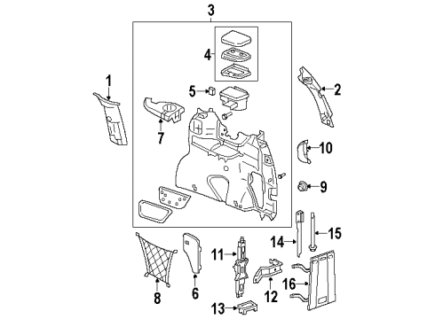 1997 Oldsmobile Silhouette Armrest, Gray, Rear Passenger Side Diagram for 10405187