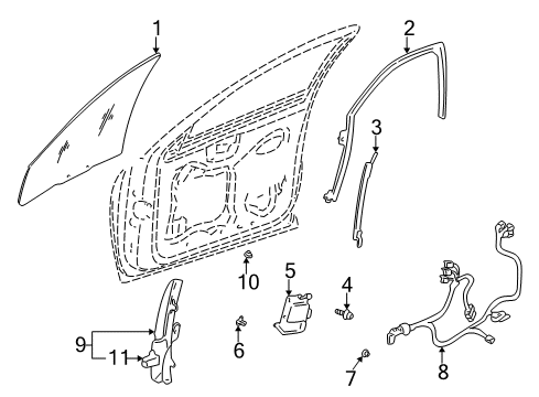 2005 Buick LeSabre Front Door - Glass & Hardware Diagram