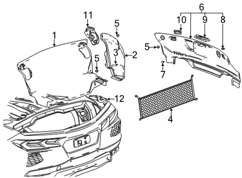 2022 Chevy Corvette Speaker Grille Clip, Front Diagram for 11602470