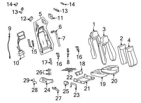2008 Cadillac XLR Front Seat Components Diagram
