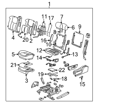 2004 GMC Yukon XL 1500 Front Seat Components Diagram 4 - Thumbnail