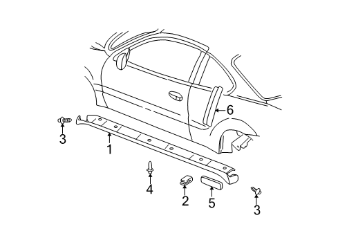 2004 Oldsmobile Alero Exterior Trim - Pillars, Rocker & Floor Diagram 1 - Thumbnail