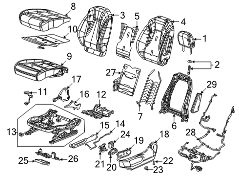 2021 Buick Envision Driver Seat Components Diagram