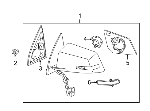 2016 Chevy Traverse Mirror Assembly, Rear Driver Side Diagram for 84216799