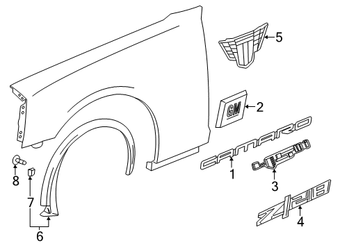 2014 Chevy Camaro Exterior Trim - Fender Diagram