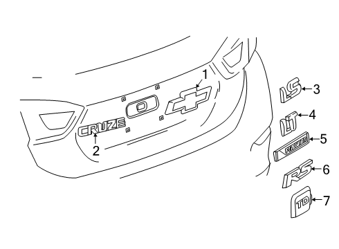 2019 Chevy Cruze Exterior Trim - Trunk Lid Diagram