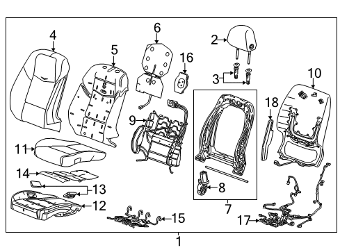 2014 Cadillac CTS Driver Seat Components Diagram 7 - Thumbnail