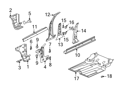 2005 Buick Park Avenue Center Pillar, Hinge Pillar, Rocker, Floor Diagram