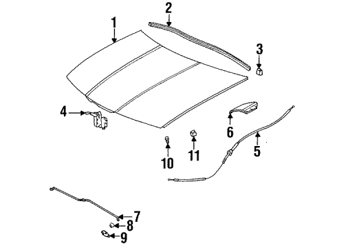 1993 Saturn SC1 Hood & Components Diagram