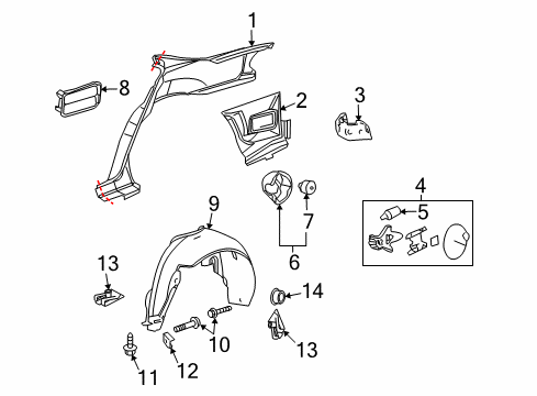 2005 Buick LaCrosse Quarter Panel & Components Diagram